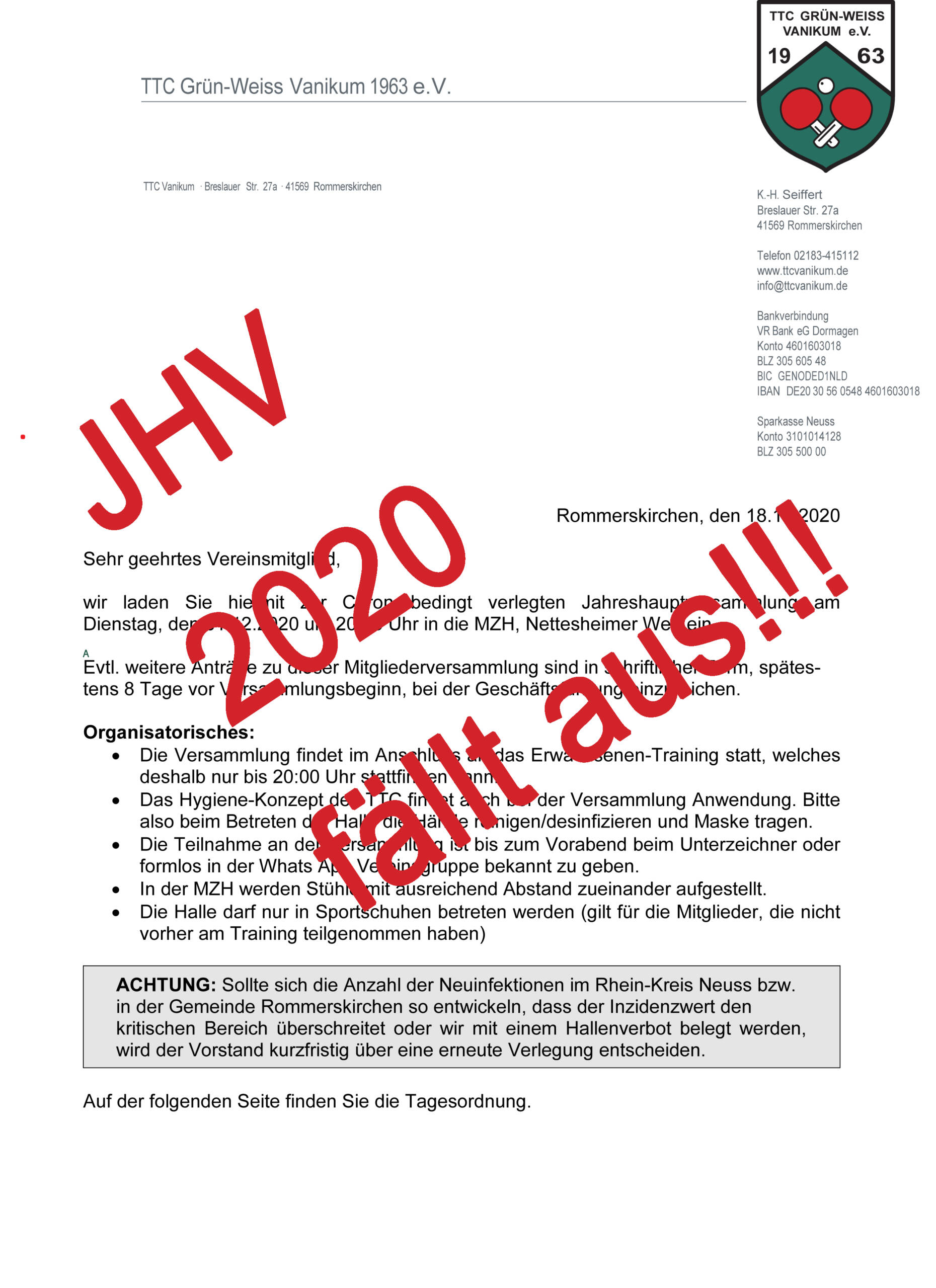 JHV 2020 fällt aus!